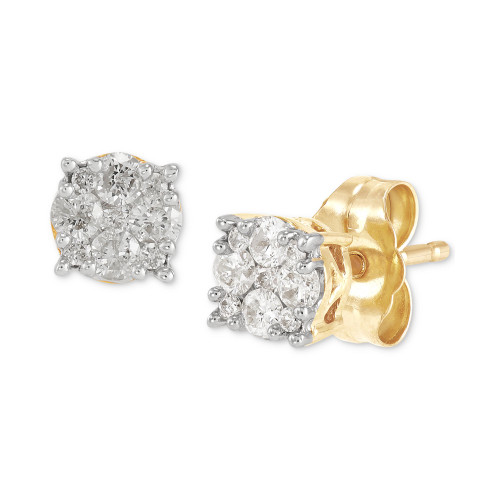 Diamond Cluster Stud Earrings (1/4 ct. t.w.) in 10k Gold