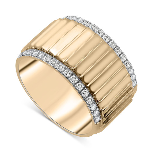 Diamond Wide Textured Statement Ring (1/3 ct. t.w.) in 14k Gold-Plated Sterling Silver, Created for Macy's