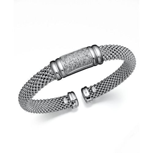 Diamond Dew Drop Bar Bangle in Sterling Silver (1/3 ct. t.w.)