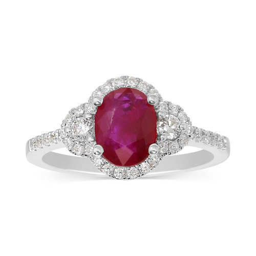 Ruby (1-1/4 ct. t.w.) & Diamond (1/3 ct. t.w.) Cocktail Ring in 14k White Gold