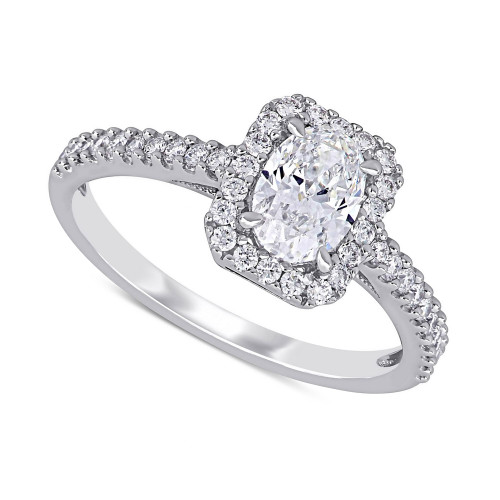 Diamond Oval Center Halo Engagement Ring (1 ct. t.w.) in 14k White Gold