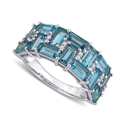 Blue Topaz (3-5/8 ct. t.w.) & Diamond (1/10 ct. t.w.) Cluster Ring in 10k White Gold