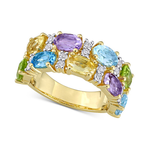 Multi-Gemstone Double Row Statement Ring (5-1/4 ct. t.w.) in 18k Gold-Plated Sterling Silver