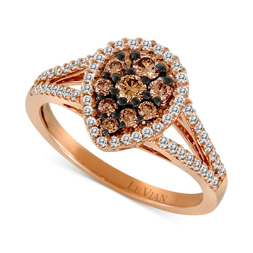 Chocolatier® Diamond Teardrop Split Shank Ring (3/4 ct. t.w.) in 14k Rose Gold