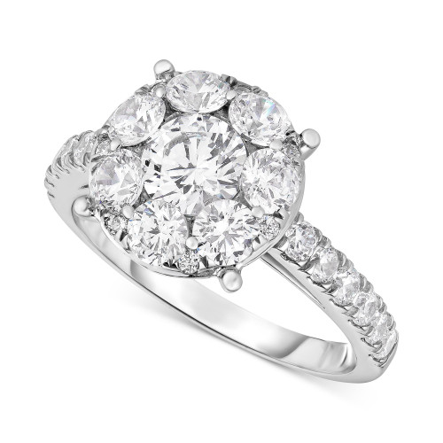 Diamond Halo Cluster Engagement Ring (2 ct. t.w.) in 14k White Gold