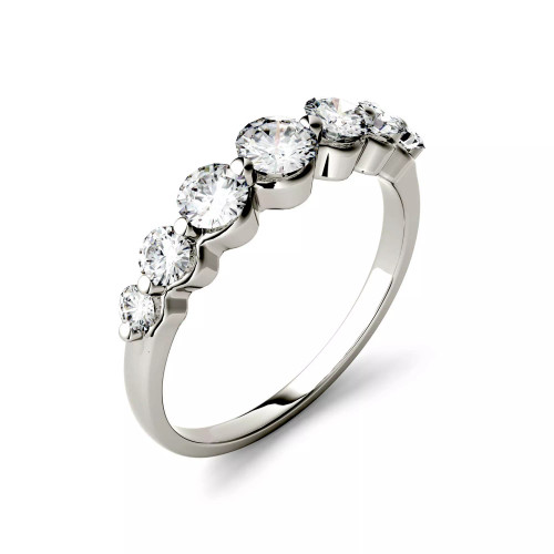 Moissanite Graduated Seven Stone Band 7/8 ct. t.w. Diamond Equivalent in 14k White, Yellow, or Rose Gold