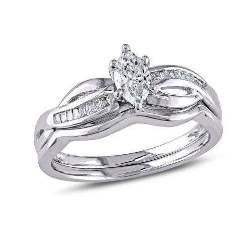 Certified Diamond (1/2 ct. t.w.) Marquise-Shape Bridal Set in 14k White Gold