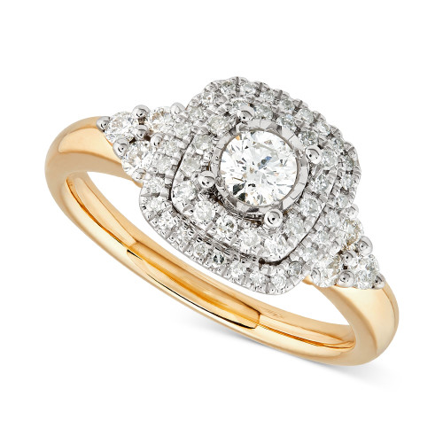 Diamond Double Halo Engagement Ring (5/8 ct. t.w.) in 10k Gold