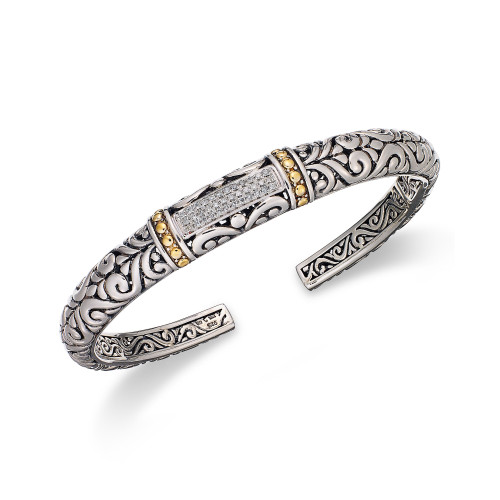 Balissima by EFFY® Diamond Swirl Bangle (1/6 ct. t.w.)  in 18k Gold and Sterling Silver