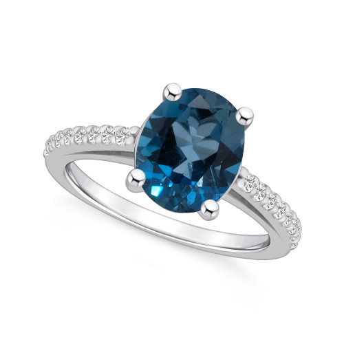 London Blue Topaz (3-5/8 ct. t.w.) and Diamond (1/4 ct. t.w.) Ring in 14K White Gold