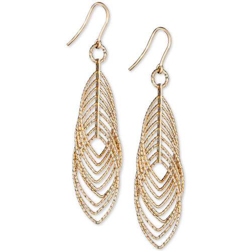 Textured Marquise Multi-Ring Drop Earrings in 14k Gold-Plated Sterling Silver