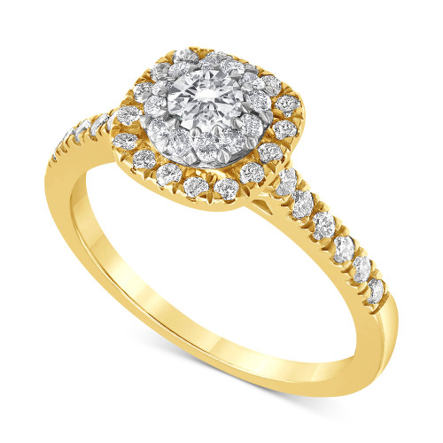 Diamond Halo Cluster Engagement Ring (3/4 ct. t.w.) in 14k Gold