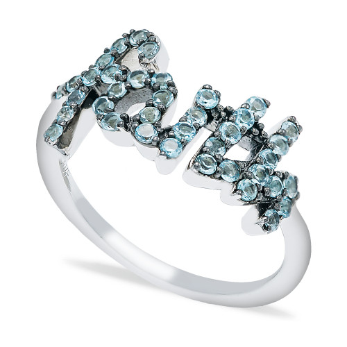 Blue Topaz (1 ct. t.w.) 'Faith' Ring in Sterling Silver