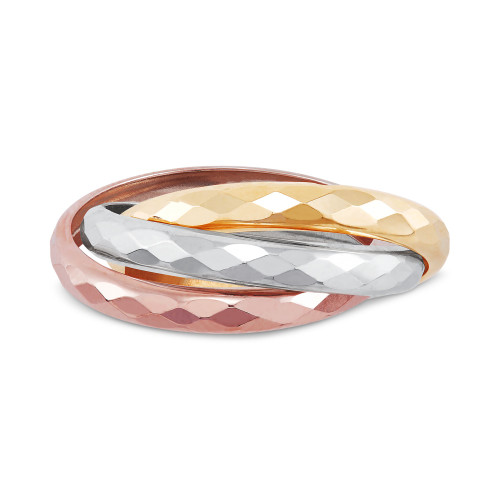 Interlocked Multiband Ring in 10k Tricolor Gold