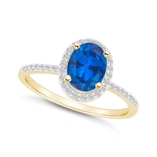 Created Sapphire (1-1/2 ct. t.w.) and Created White Sapphire (1/5 ct. t.w.) Halo Ring in 10K Yellow Gold