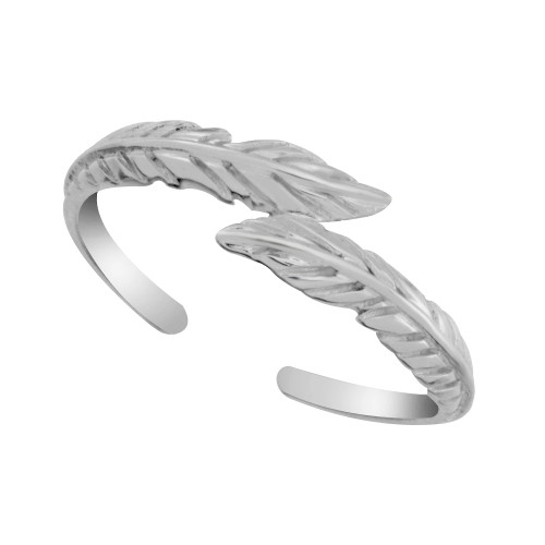 Sterling Silver Feather Bypass Adjustable Toe Ring
