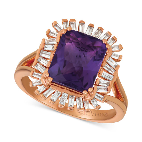 Amethyst (2-1/2 ct. t.w.) & Diamond (1/3 c.t. t.w.) Ring in 14k Rose Gold