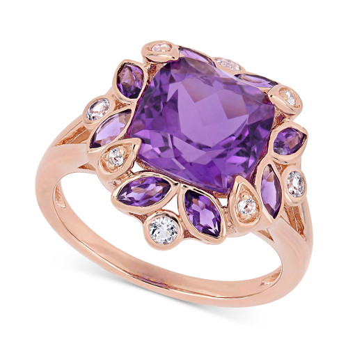 Amethyst (3 ct. t.w.) & White Topaz (1/5 ct. t.w.) Ring in 18k Rose Gold-Plated Sterling Silver