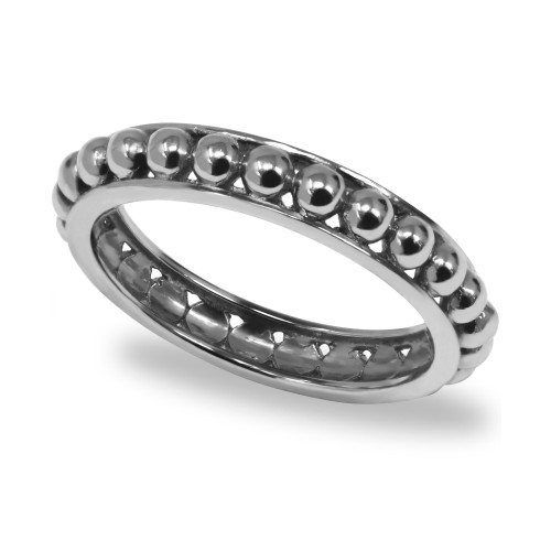 Stratta Dotted Ring Band In Sterling Silver