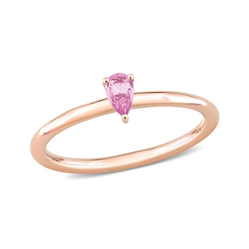 Pink Sapphire (1/4 ct. t.w.) Pear Stackable Ring in 10K Rose Gold