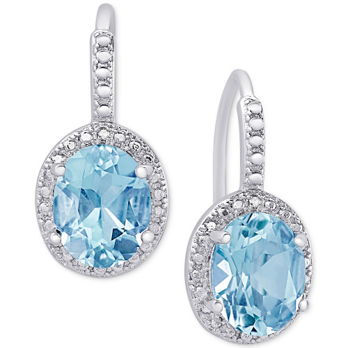 Blue Topaz (6-3/8 ct. t.w.) and Diamond Accent Drop Earrings in Sterling Silver