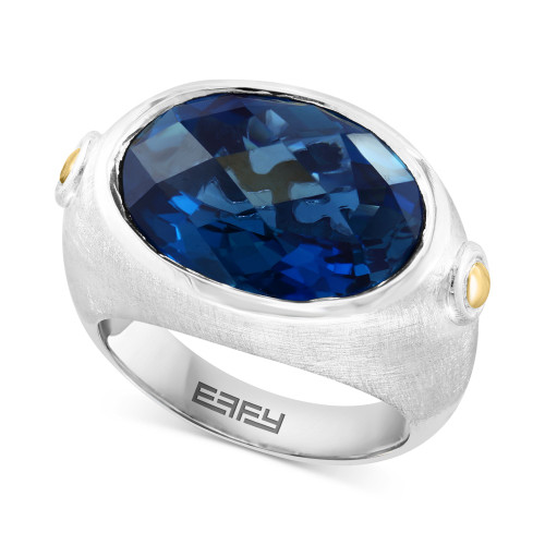 EFFY® London Blue Topaz Statement Ring (12-1/3 ct. t.w.) in Sterling Silver & 18k Gold-Plate