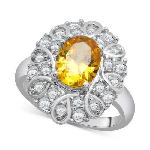 Citrine (1-5/8 ct. t.w.) & Lab-Created White Sapphire (1-1/8 ct. t.w.) Looped Halo Ring in Sterling Silver