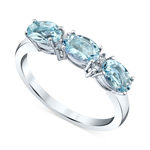 Aquamarine (1-1/5 ct. t.w. ) & Diamond (1/20 ct. t.w.) Ring in 14k White Gold