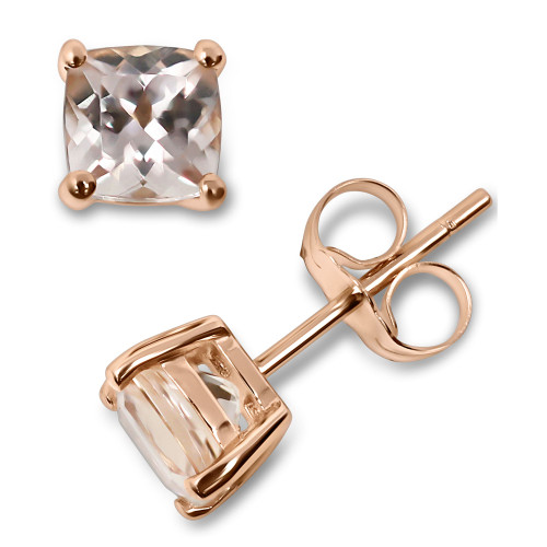 Morganite Cushion Stud Earrings (1 ct. t.w.) in 14k Rose Gold