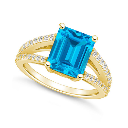 Blue Topaz and Diamond Accent Ring in 14K Yellow Gold