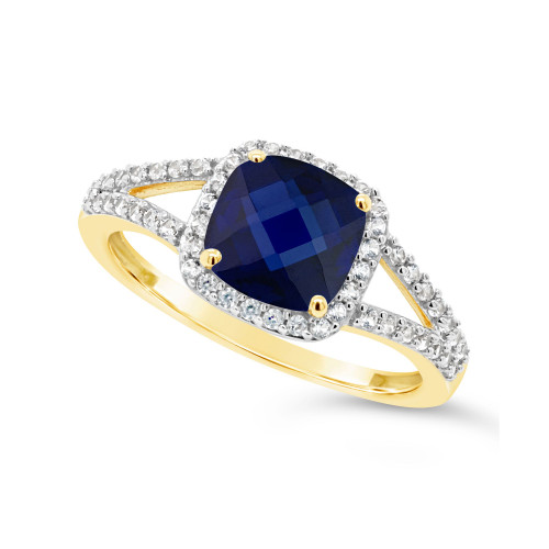 Created Sapphire (2 ct. t.w.) and Created White Sapphire (1/4 ct. t.w.) Ring in 10k Yellow Gold