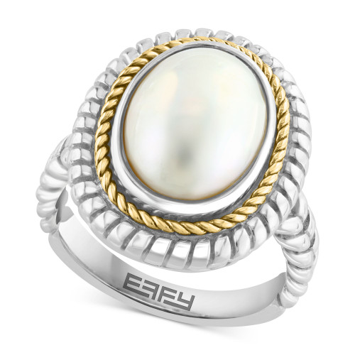 EFFY® Freshwater Mabé Pearl (14X10mm) Ring in Sterling Silver & 18K Gold-Plate