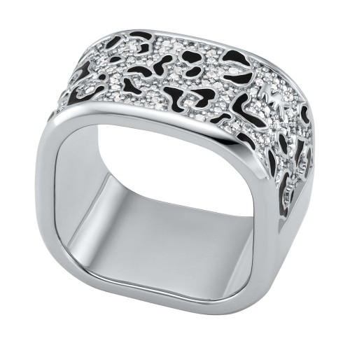 Platinum Plated Cheetah Print Band Ring