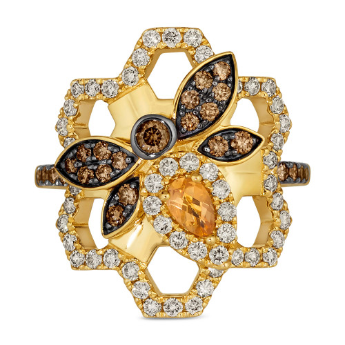 Cinnamon Citrine (1/6 ct. t.w.), Chocolate Diamonds (1/3 ct. t.w.) & Nude Diamonds (5/8 ct. t.w.) Statement Ring in 14k Yellow Gold
