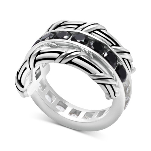 White Topaz (1-9/10 ct. t.w.) & Black Spinel Reversible Ring in Sterling Silver