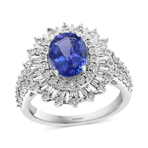 EFFY® Tanzanite (1-5/8 ct. t.w.) & Diamond (1/4 ct. t.w.) Halo Ring in 14k White Gold