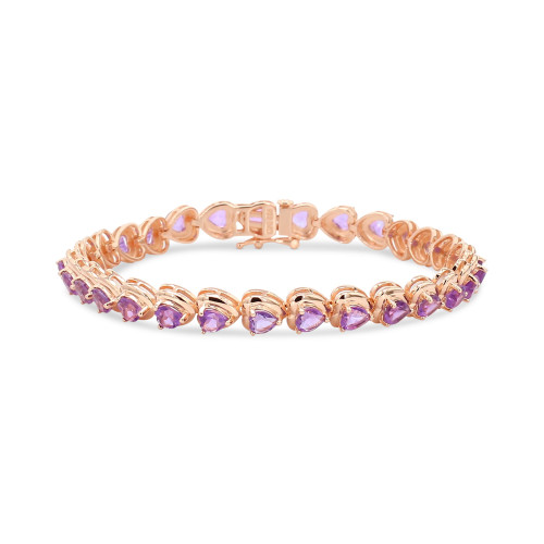 Amethyst Heart Link Bracelet (5-3/4 ct. t.w.) in Rose Gold-Plated Sterling Silver