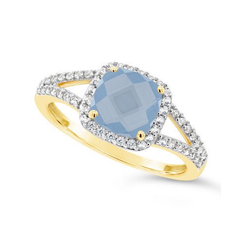 Created Spinel Aquamarine (1-5/8 ct. t.w.) and Created White Sapphire (1/4 ct. t.w.) Ring in 10k Yellow Gold