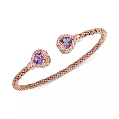 Blue Topaz (1-3/4 ct. t.w.) & White Topaz (1/3 ct. t.w.) Heart Cuff Bracelet in Sterling Silver (Also in Amethyst)