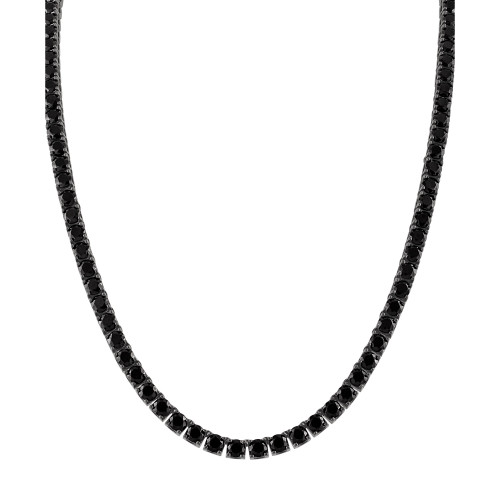 Men's Icon Black Spinel (1/10 ct. t.w.) Tennis 22" Necklace in Black-Plated Sterling Silver