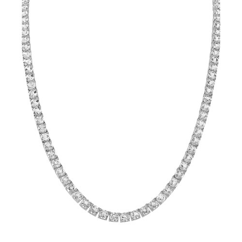 Men's Icon White Topaz (1/10 ct. t.w.) Tennis 22" Necklace in Sterling Silver