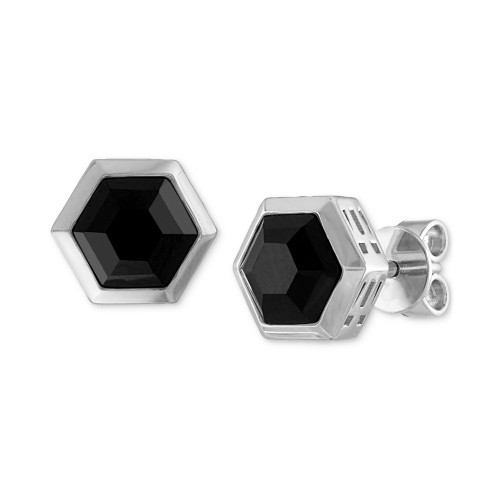 Men's Icon Black Spinel (1/10 ct. t.w.) Stud Earrings in Sterling Silver