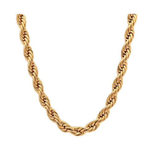 Men's 18k gold Plated Stainless Steel Rope Chain 24" Necklace