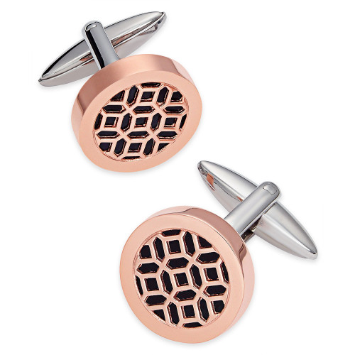 Sutton by Men's Two-Tone Stainless Steel Cut Design Cuff Links