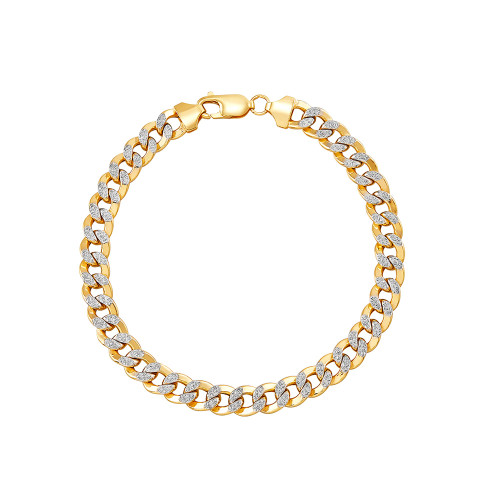 Polished Diamond Cut 7MM Curb Chain Bracelet in 10K Yellow Gold