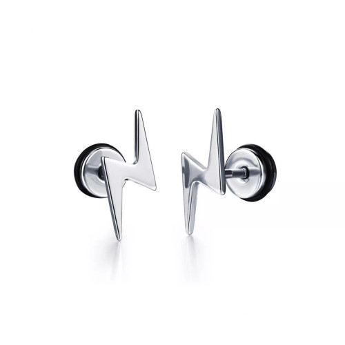 Stainless Steel Lightning Bolt Stud Earrings
