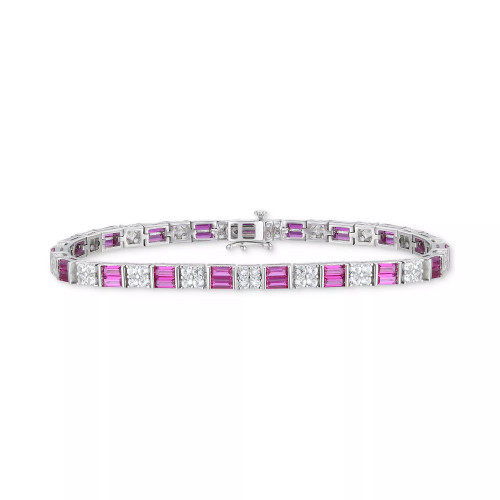 Lab-Created Ruby (4-3/8 ct. t.w.) & Lab-Created White Sapphire (3-1/3 ct. t.w.) Tennis Bracelet in Sterling Silver (Also in Lab-Created Blue Sapphire)