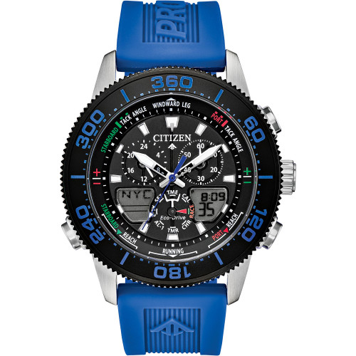 Eco-Drive Men's Promaster Sailhawk Analog-Digital Blue Polyurethane Strap Watch 44mm