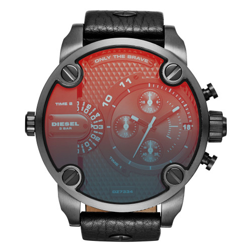 Men's Little Daddy Black Leather Strap Watch 51mm