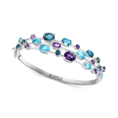 EFFY® Multi-Gemstone Triple Row Bangle Bracelet (10-1/2 ct. t.w.) in Sterling Silver